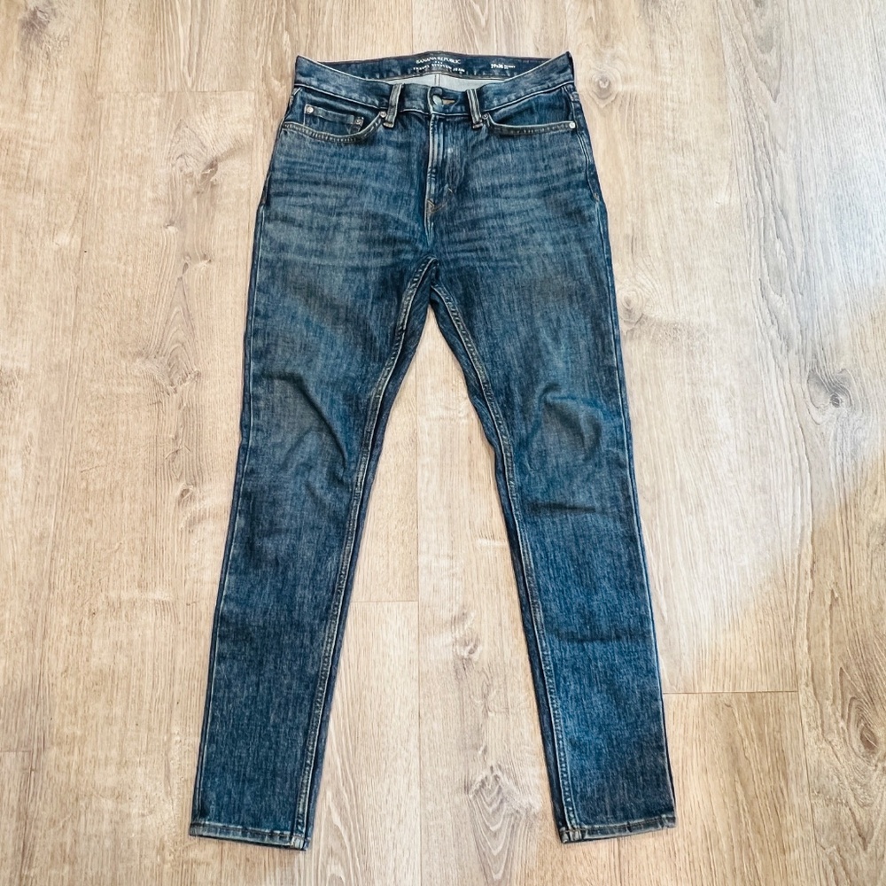 Banana Republic Travel Stretch Jeans Mens 29x30 Blue Dark Wash Skinny Fit 731209